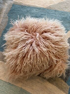 West Elm Pink Dyed Mongolian Lamb Fur Throw
Pillow 16x16